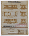 839002 Opstanden, doorsneden en plattegrond van het seinhuis Post K op het zuidelijke emplacement van het N.S.-station ...